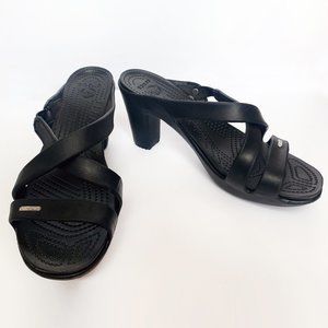 CROCS Cyprus IV Black Sandal with Heels  Size 10W